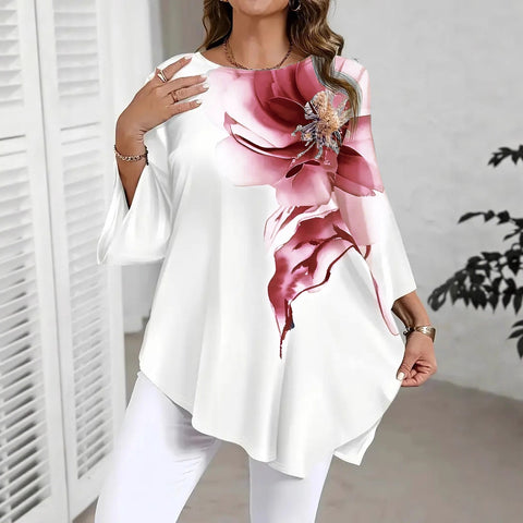 hot-selling casual versatile top floral print crew neck t-shirt FF303395