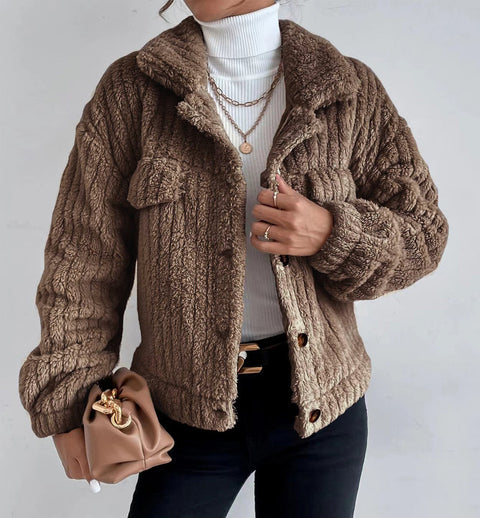 Veste polaire épaisse et confortable pour femme, vêtement décontracté, en peluche, m300354 