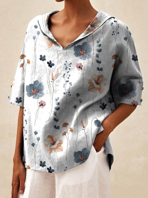 Solid color cotton and linen loose hooded top T-shirt m302700