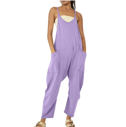 Solid color zipper bag suspender jumpsuit fat hip pants m301068