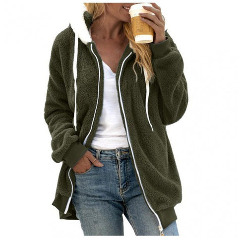 Nouvelle veste à capuche zippée en peluche ample automne et hiver m300464 