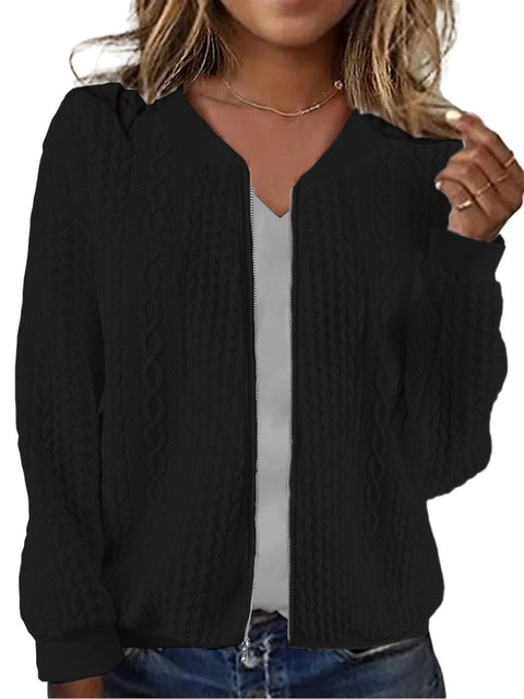 Veste pull à manches longues avec fermeture éclair et fermeture éclair pour femme, style baseball, m300406 
