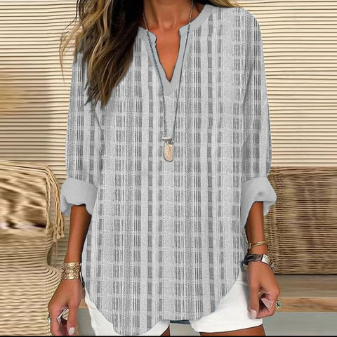 T-shirt d'été à manches longues et col en V pour femme, style décontracté, manches longues, m301363 