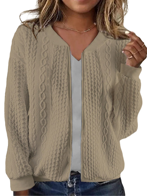 Veste pull à manches longues avec fermeture éclair et fermeture éclair pour femme, style baseball, m300406 