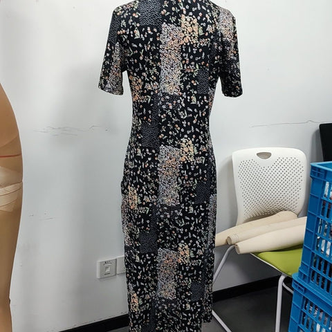 Robe à fleurs à manches courtes et imprimé style rétro pour femme m301445 
