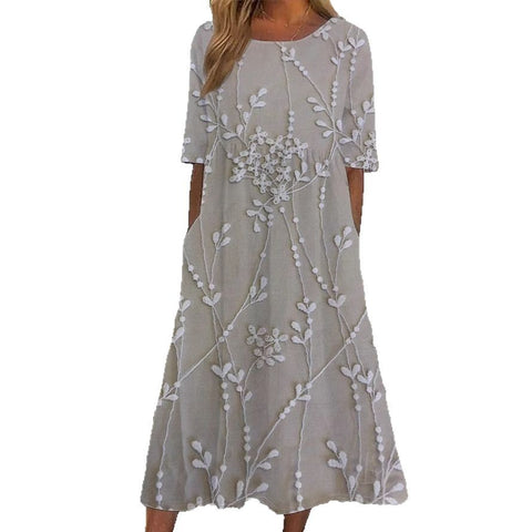 Robe d'été décontractée à col rond et taille moyenne pour femme, nouvelle collection, imprimé pendule, m301305 
