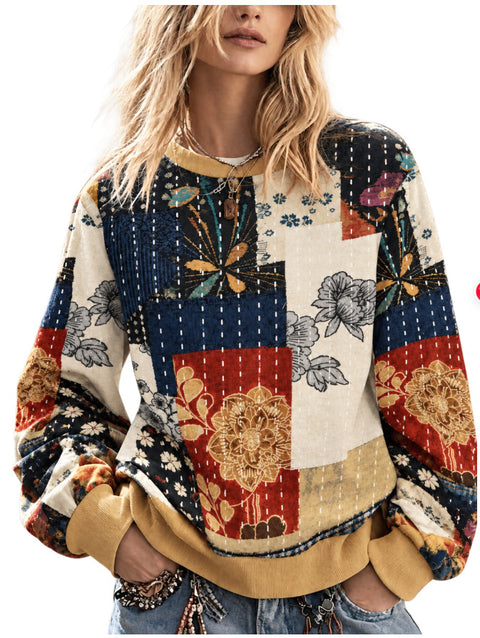 Casual Crew Neck Long Sleeve Pullover 3D Digital Printing Women's Sweater FF303429 03