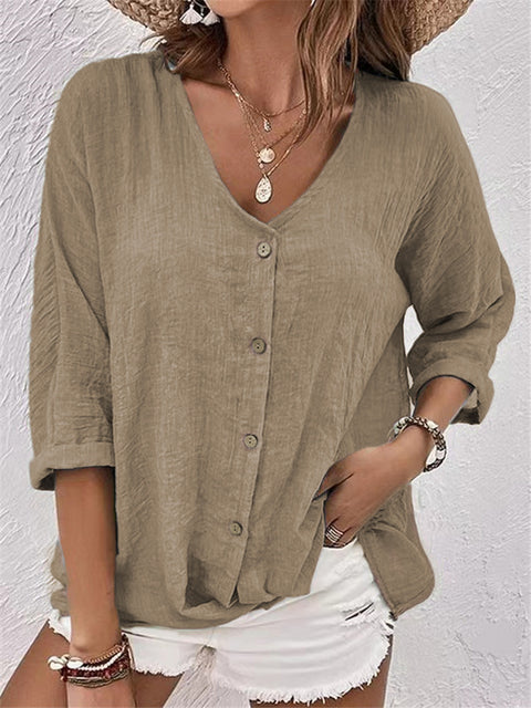 Pull col V à manches courtes, coupe ample, haut décontracté pour femme, m301298 