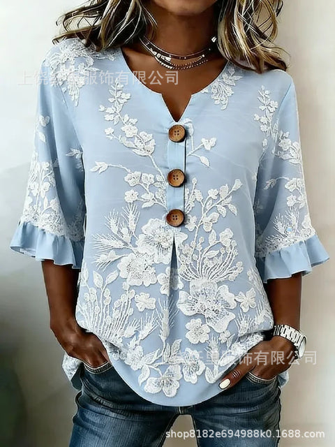 Haut cardigan à boucle et manches longues pour femmes, imprimé floral numérique 3D m302703