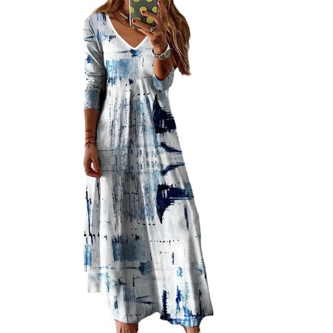 Robe à manches longues et imprimé floral pour femme M300705 