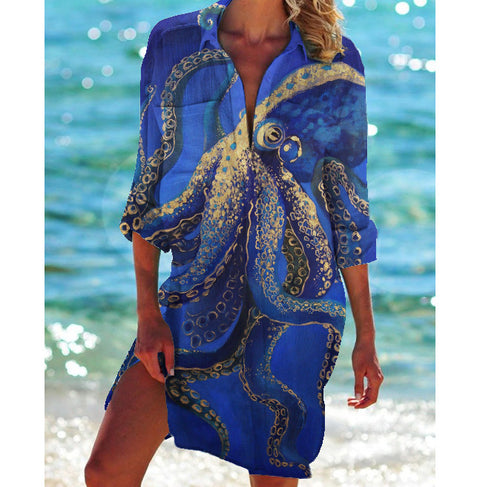 Veste de bikini, maillot de bain, cardigan, chemise de plage imprimée pour femme, m301274 