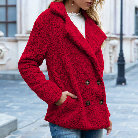 Autumn and winter new button-down fluffy jacket lapel loose fleece shirt m301827