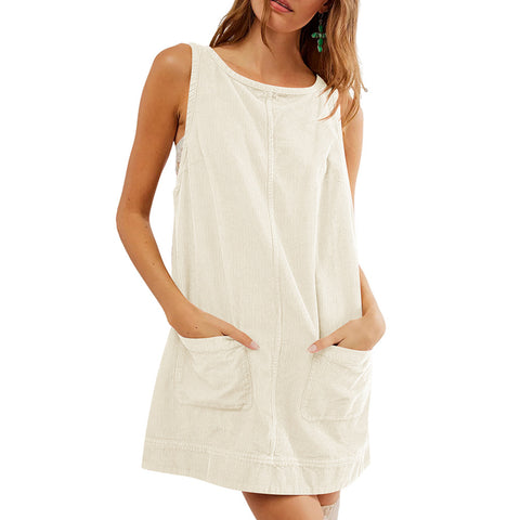 Robe gilet sans manches en velours côtelé m300965 