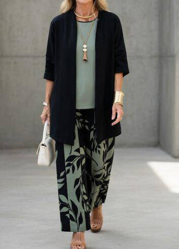 Jacket with vest top and elegant slacks 3-piece women's set m302760