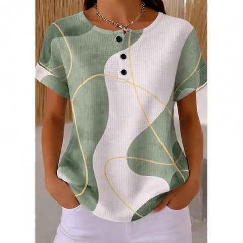 Colorful love wavy Henry collar T-shirt m302618