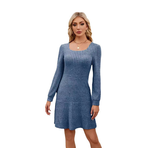 Robe à manches longues et col carré, manches lanternes, poches pour poupées, m300921 