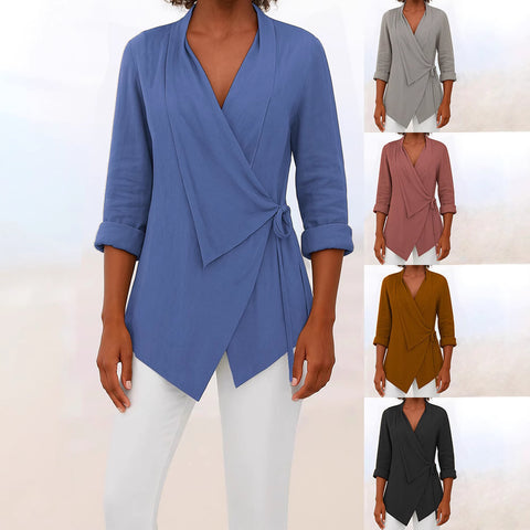 Spring and summer lapel solid color loose shirt m302699
