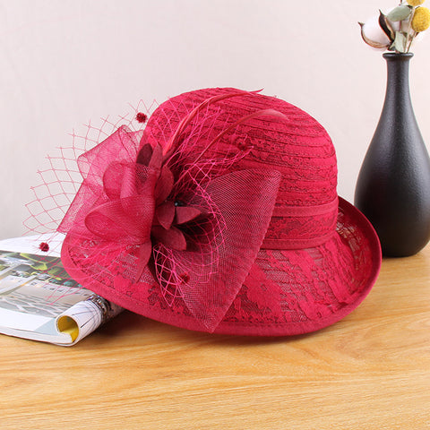 Chapeau haut de forme en dentelle fleurie m3331114