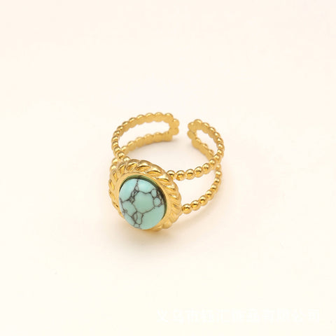 Bague de luxe légère en acier titane plaqué or, résistante à la décoloration, m3331184