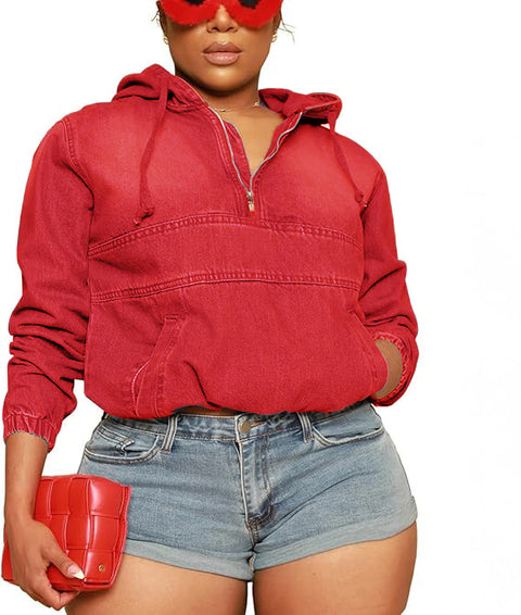 Locomotive Denim Women's Jacket Hooded Long Sleeve m303314