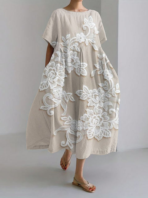 3D-Digitaldruck Freizeitkleid für Damen in großen Größen mit kurzen Ärmeln m302781