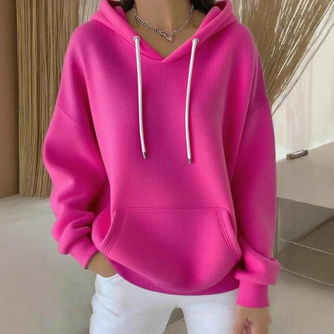 Casual solid color trendy sweater drawstring, hooded long-sleeved sweater m302030