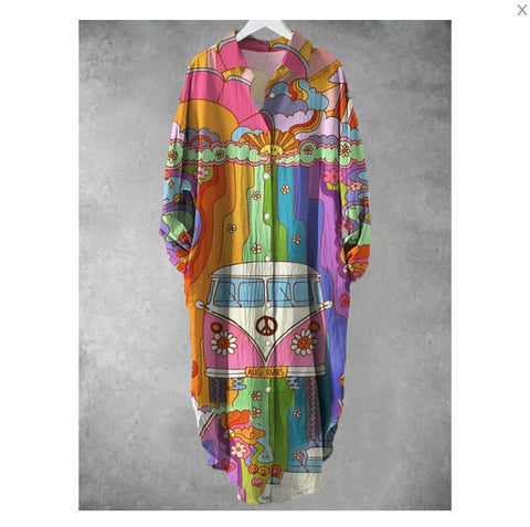 Chemise mi-longue décontractée à revers ample pour femme m301282 
