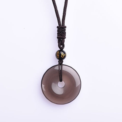 Pendentif de sécurité en obsidienne naturelle, pendentif en jade, collier talisman doré éblouissant pour femme, année natale, m3331250