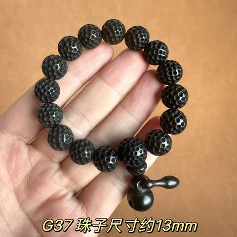 Bracelet de perles de Bouddha en jujube frappé par la foudre, bracelet Wenwan en bois gravé de perles de main de mantra à six caractères m3331239