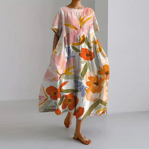 3D-Digitaldruck Freizeitkleid für Damen in großen Größen mit kurzen Ärmeln m302781