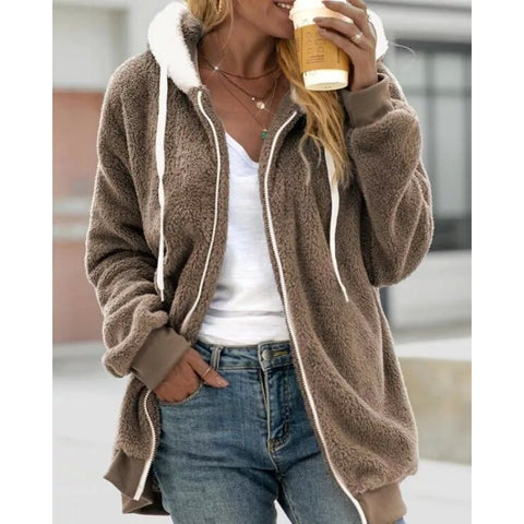 Nouvelle veste à capuche zippée en peluche ample automne et hiver m300464 