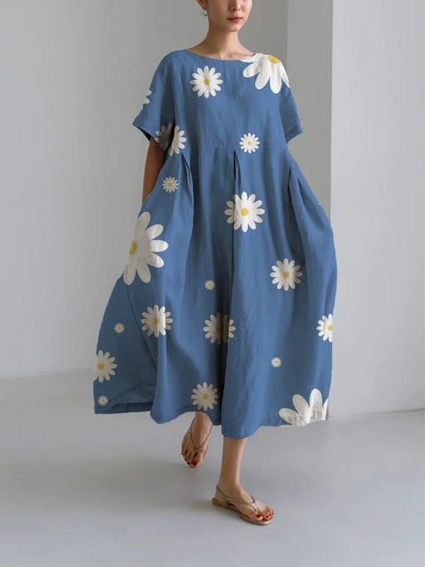 Robe en lin à manches courtes pour femme Linglong M300183 