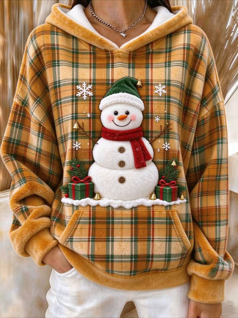 Christmas snowman 3D printed sweater flannel loose top FF303507
