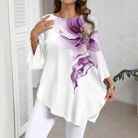 hot-selling casual versatile top floral print crew neck t-shirt FF303395