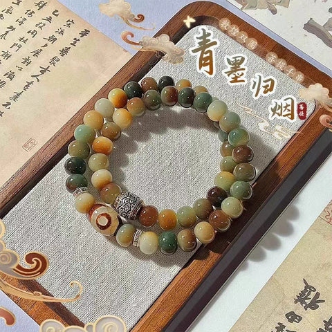 Bracelet de perles de Bouddha 108 graines de Bodhi Feitian de Dunhuang Wentian en jade blanc, chapelet chinois pour homme et femme Wenwan, portable M3331306