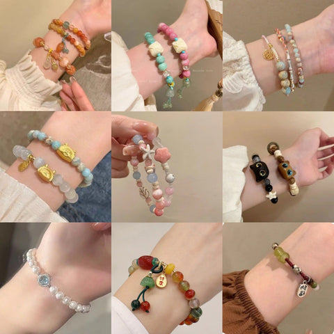 Bracelet en perles de céramique chinoise, bracelet féminin doux et mignon pour fille m3331322