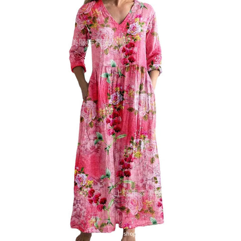 3D-Druck Sommer urban lässig lockeres Kleid Damen m301037