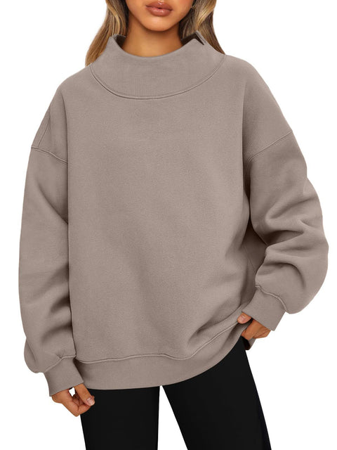Damen Sweatshirt Langarm Rollkragen Pullover Sweatshirt Casual Sweatshirt Fleece Oberteil Damen M302142