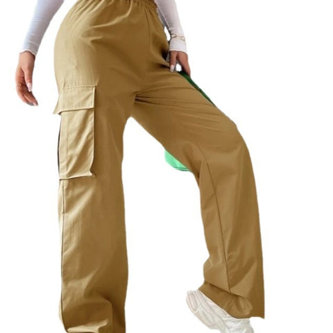 Pantalon sans ceinture taille haute, pantalon large, coupe droite, ample, style décontracté, m301371 