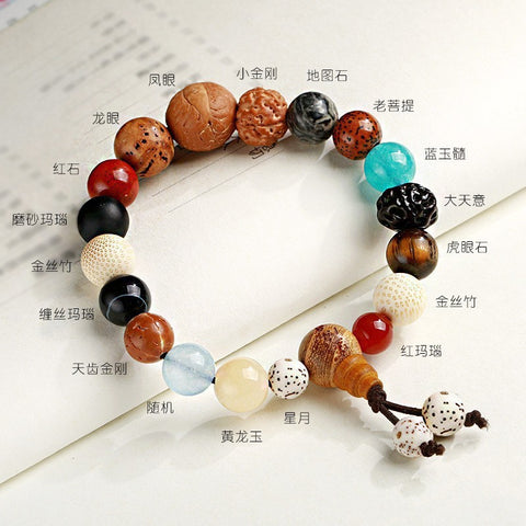 Bracelet à dix-huit graines Duobao Bodhi pierre rouge providence perles de Bouddha à dix-huit fils m3331279 
