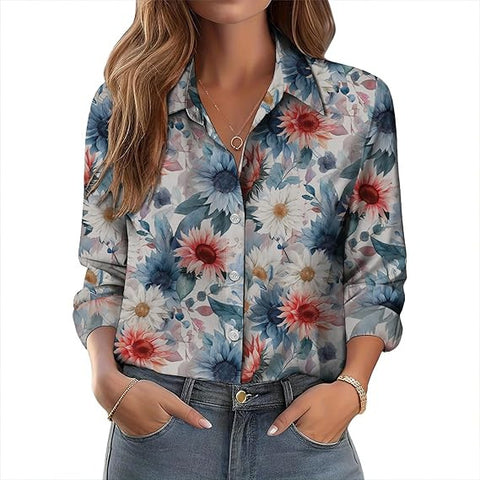 Fashion lässig Drapé Retro Hemd Langarm-Oberteil m303039