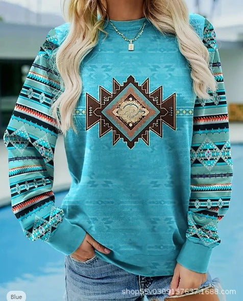 Autumn and winter crew neck 3D printed long-sleeved comfortable casual sweater FF303398 03
