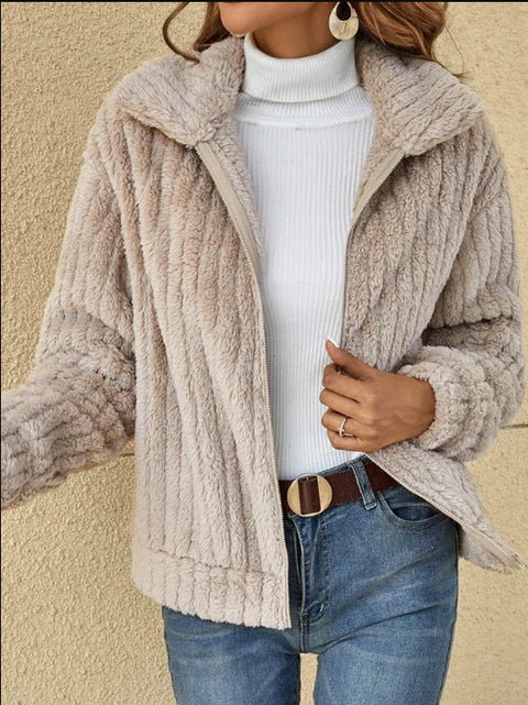 Veste courte à revers en peluche avec bande de protection M300357 
