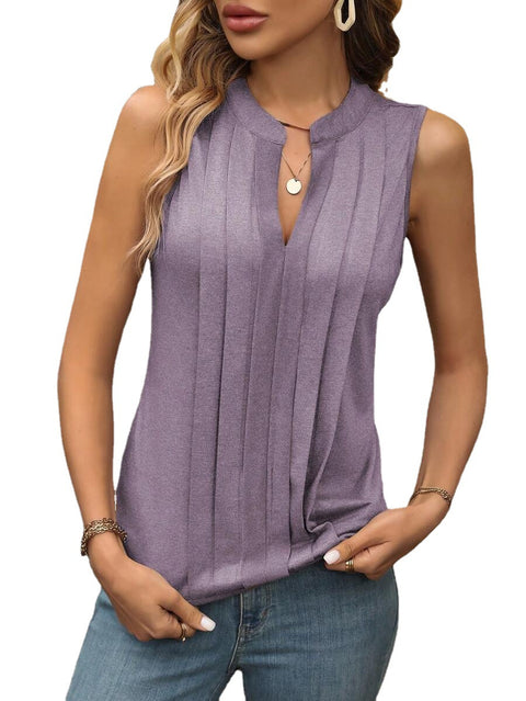 Gilet élégant à col en V plissé pour femme, haut tendance, T m300879 
