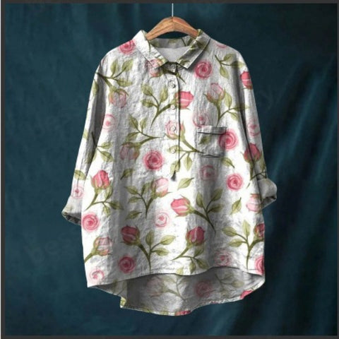 Loose printing round neck casual large size women's T-shirt m302702