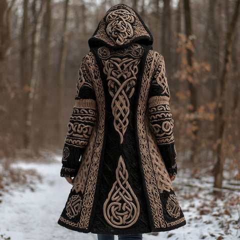 Cardigan long imitation knitted lazy wind hooded long cardigan sweater autumn and winter women's clothing m302125