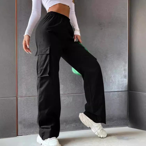 Pantalon sans ceinture taille haute, pantalon large, coupe droite, ample, style décontracté, m301371 
