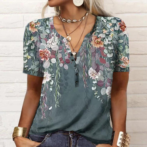 T-shirt femme à manches courtes, imprimé ethnique, mode femme m300017 