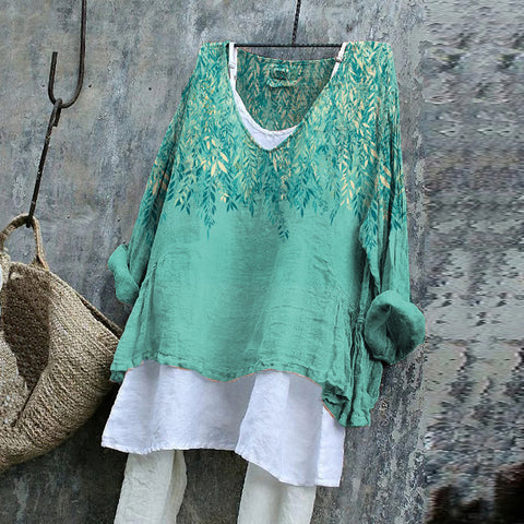 Pull décontracté imprimé à manches longues, col rond ample, T-shirt une pièce (sans sous-chemise) m301042
