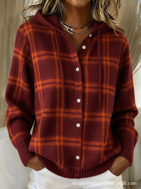 Automne et hiver nouveau cardigan à capuche noir avec boucle et cordon, en tricot pour femme, style décontracté et mode m302119
